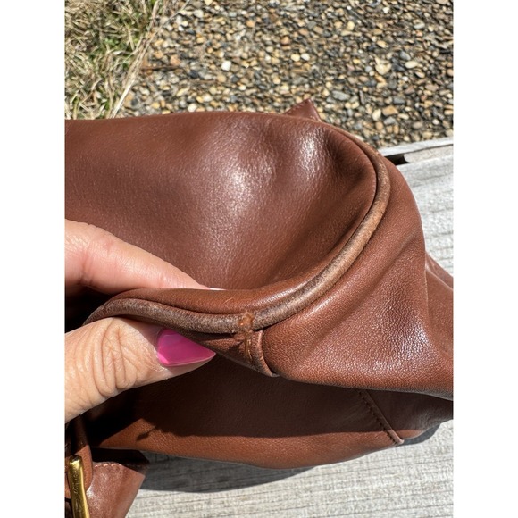 LIZ CLAIBORNE Shoulder Purse Satchel Tote Leather Bucket Bag Brown Rare - Picture 6 of 12